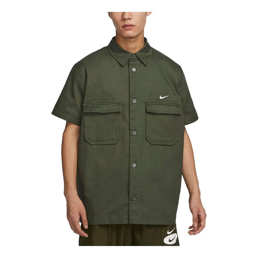 Риза Nike Woven Military Short-Sleeve Button-Down Shirt Зелено | DX3341-325