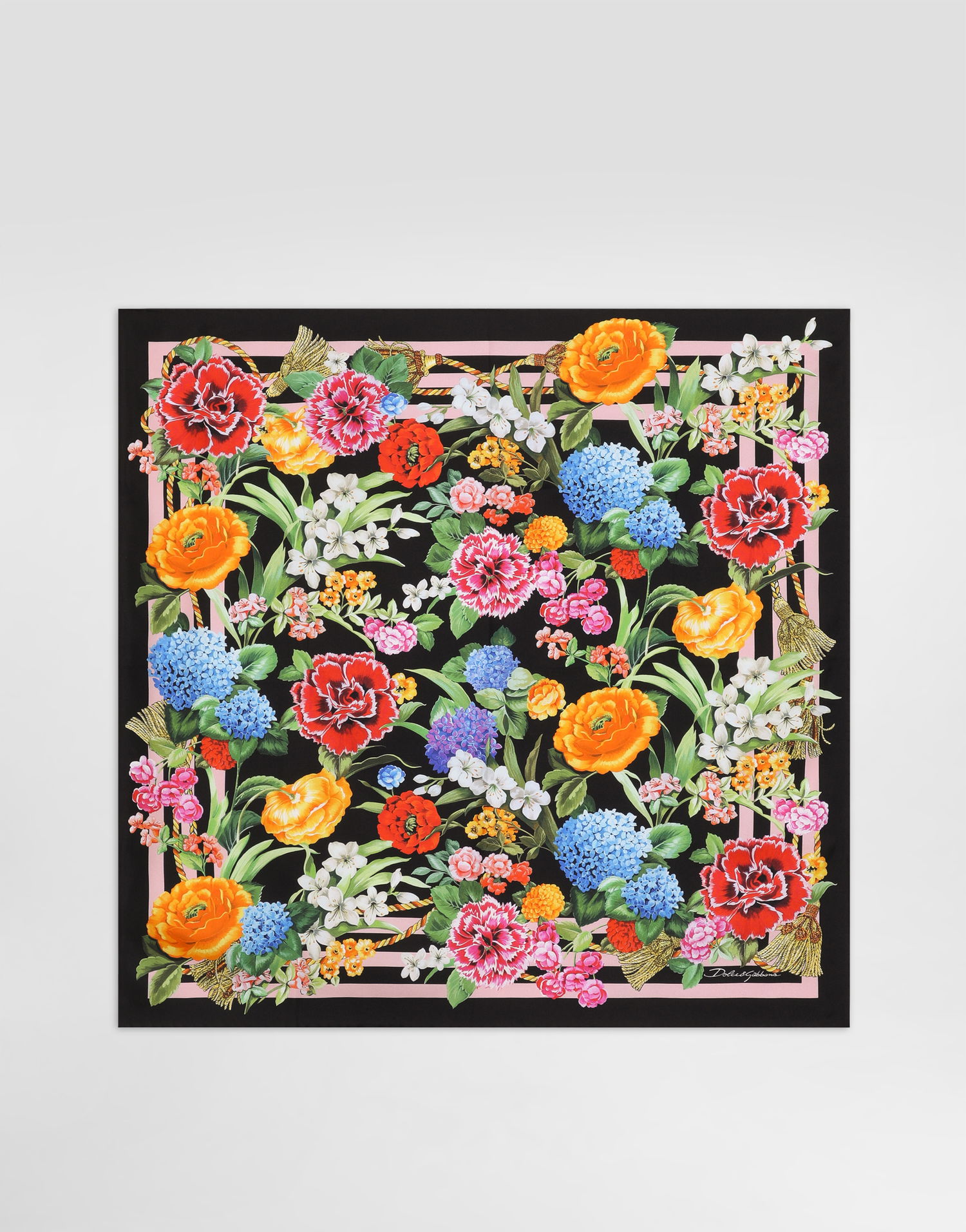 Шал Dolce & Gabbana Dolce & Gabbana Floral-Print Silk Twill Square Scarf Черно | FN092RGDCV8H45KU, 0