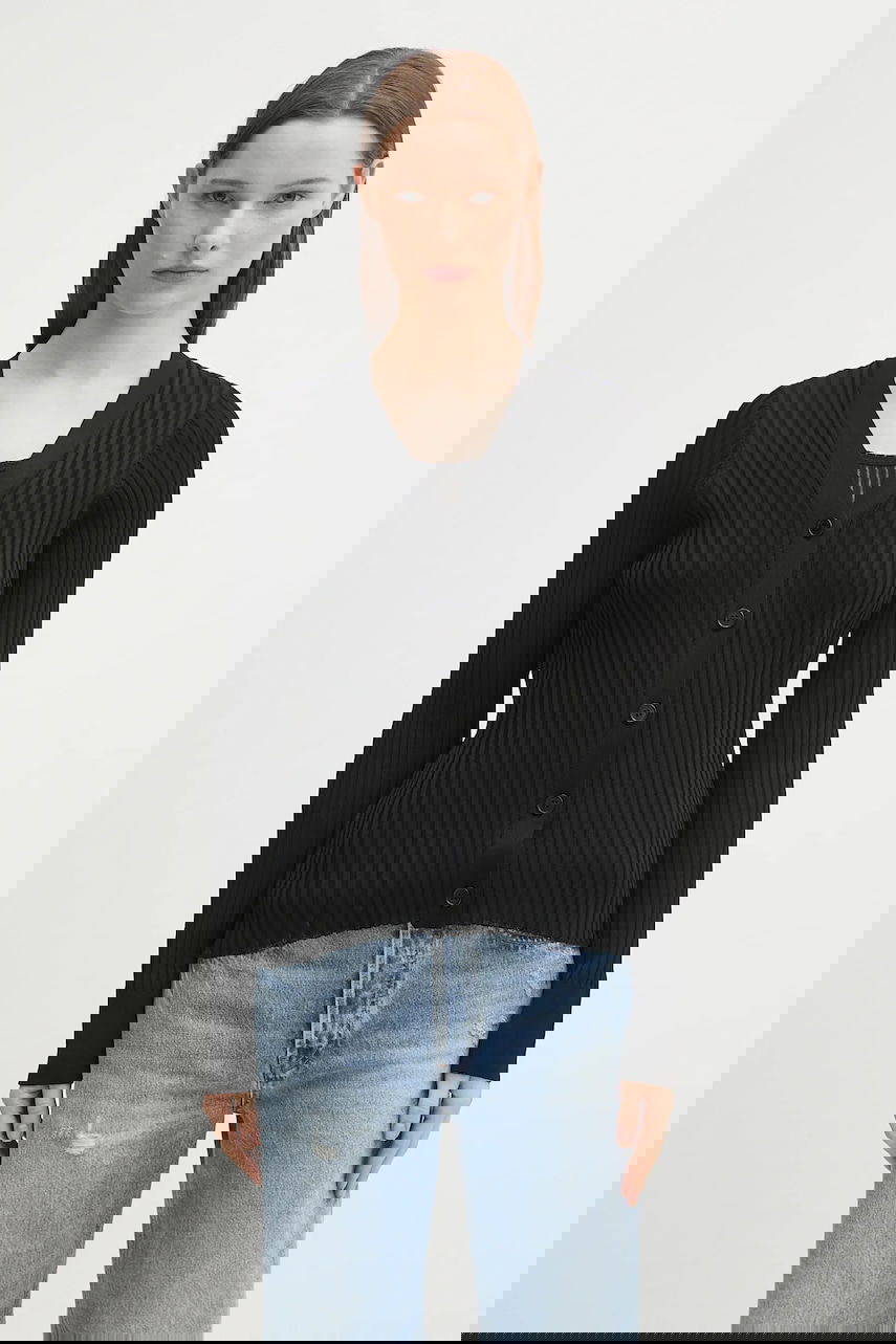 Пуловер Anine Bing Matheo Ribbed V-Neck Cardigan Черно | A.09.10942, 0