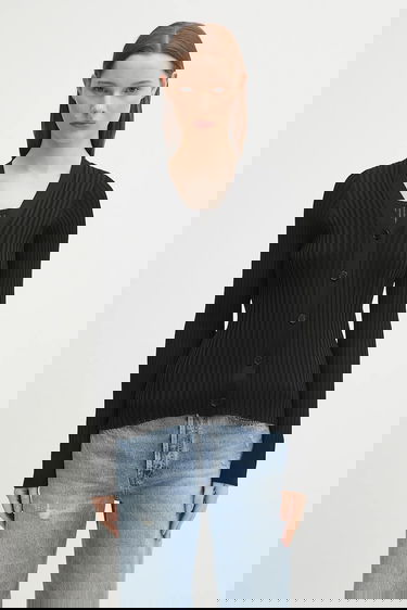 Пуловер Anine Bing Matheo Ribbed V-Neck Cardigan Черно | A.09.10942, 0