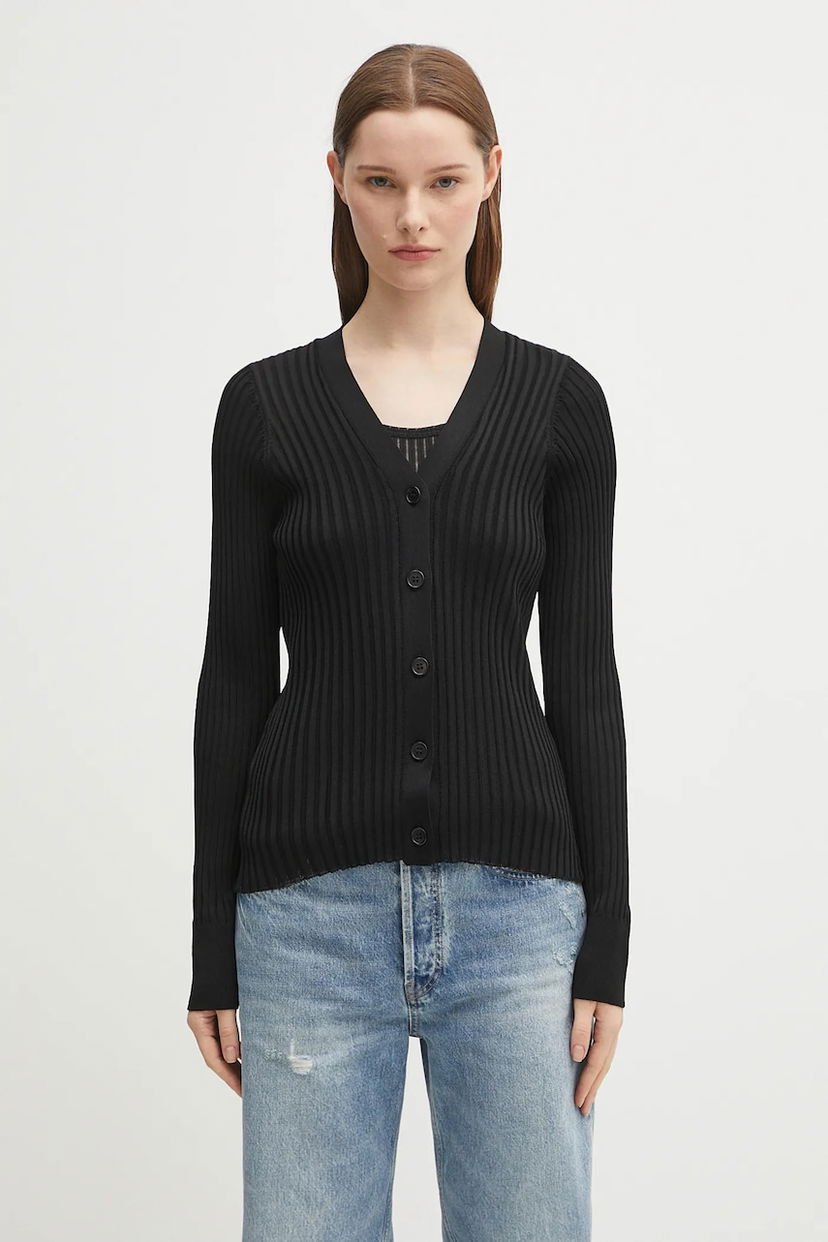 Пуловер Anine Bing Matheo Ribbed V-Neck Cardigan Черно | A.09.10942