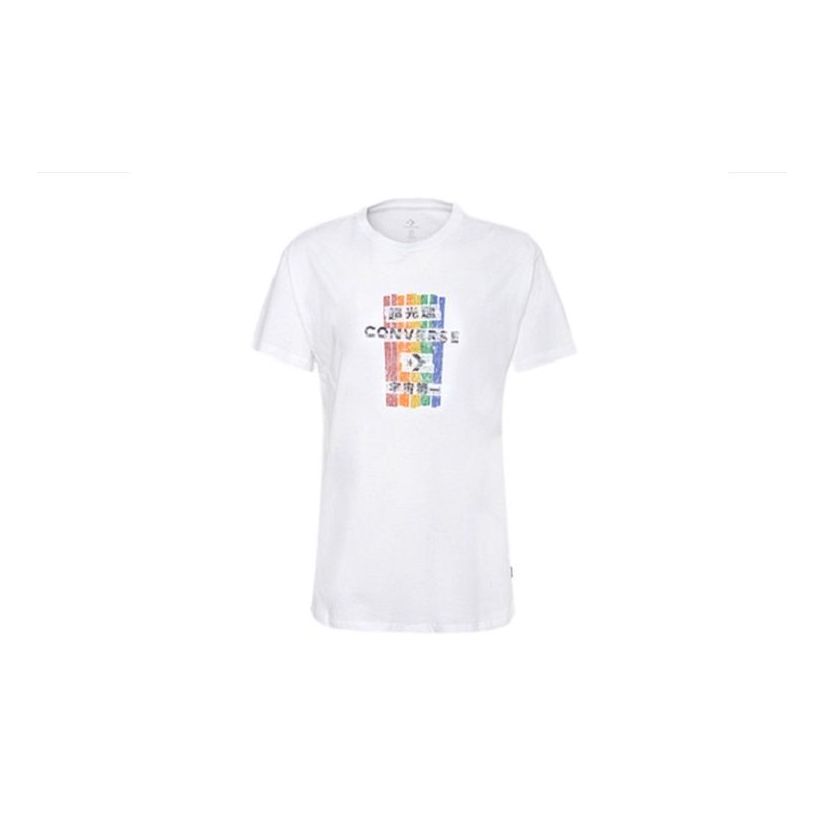 Тениска Converse Slim Fit Printed Short Sleeve T-Shirt Бяло | 10018492-A01