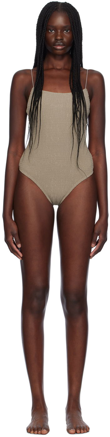 Бански TOTEME TOTEME Women's Smocked One-Piece Swimsuit Зелено | 241-WSW1080-FB0130, 0