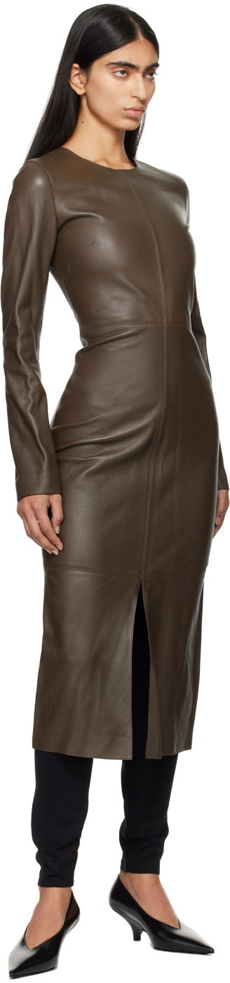 Pокля TOTEME TOTEME Paneled Midi Dress Кафяво | 244-WRD0148-LE0055, 3