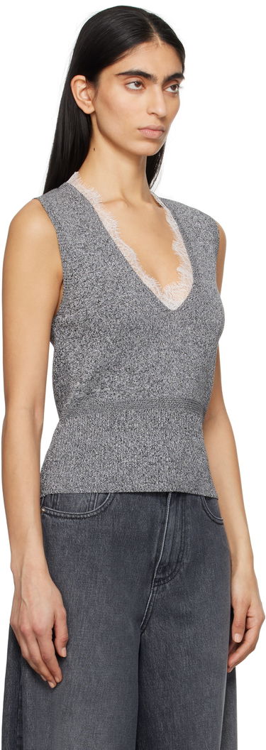 Пуловер JW Anderson JW Anderson V-Neck Lace Trim Vest Сиво | KW1357-YN0324, 1