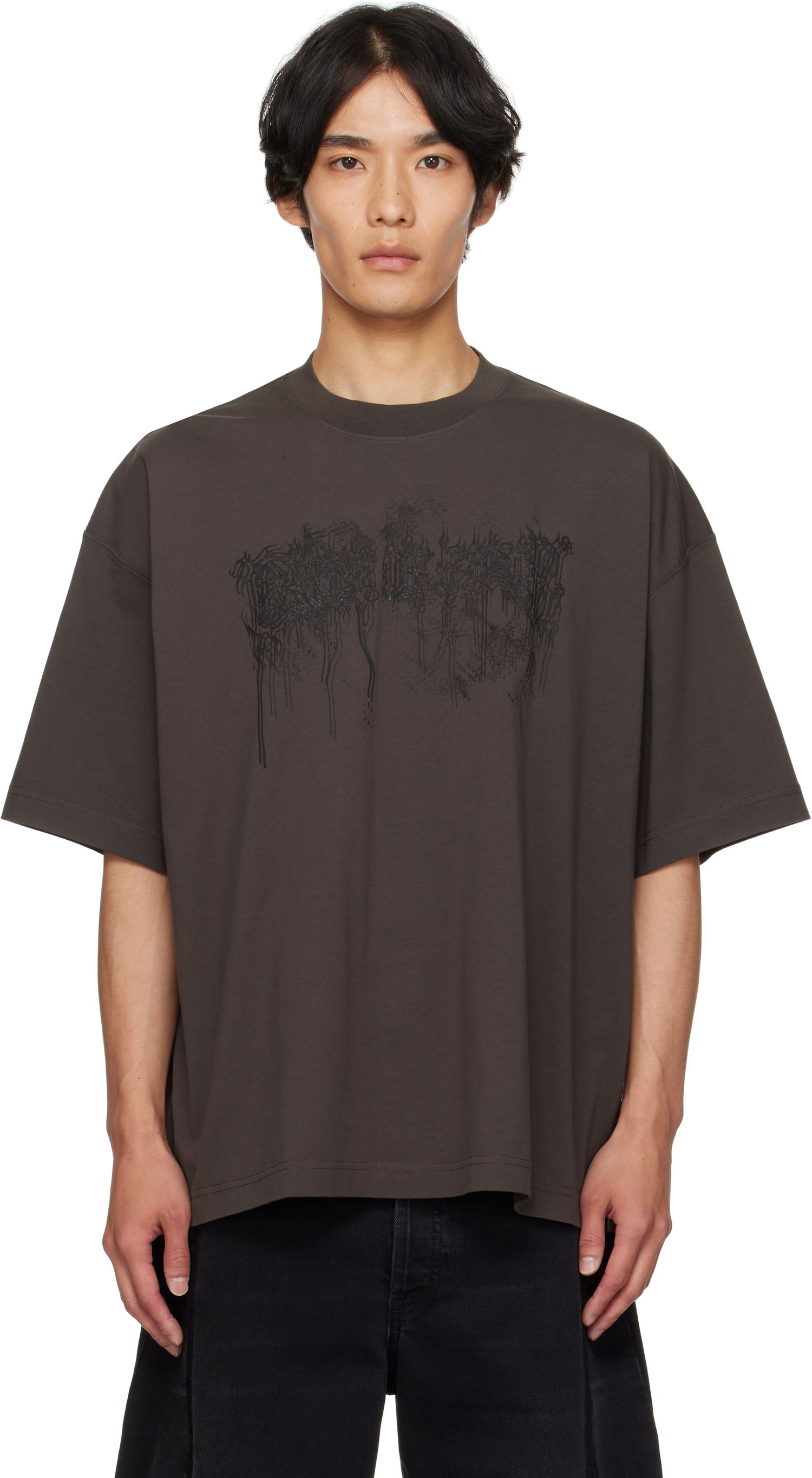 Тениска VETEMENTS Vetements Cradle of Filth Double Dripping Logo T-Shirt Кафяво | UCF76TR450C, 0