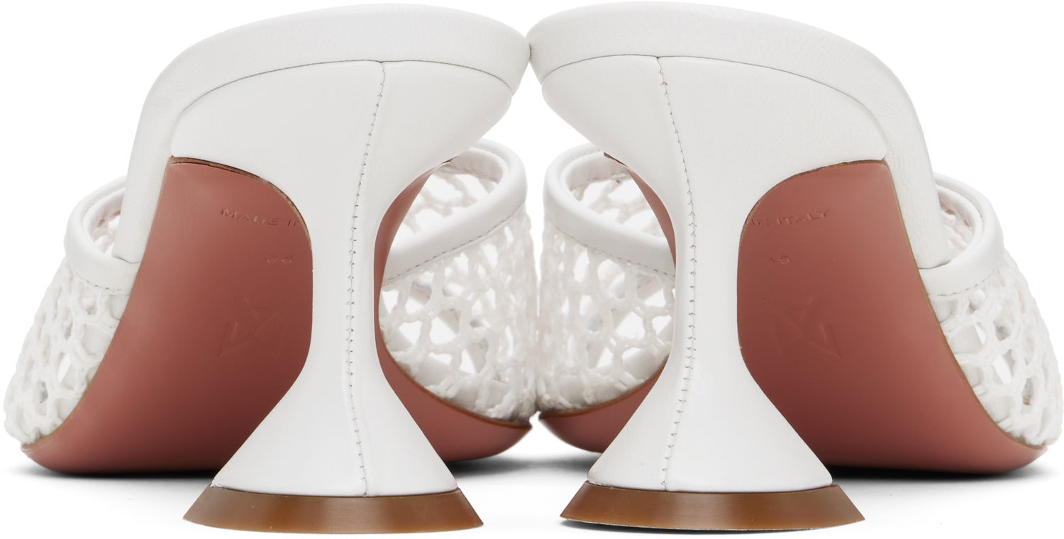 Грижа за обувките Amina Muaddi Amina Muaddi Lupita Net 70 Heeled Sandals Бяло | LUPITA NET 70, 1