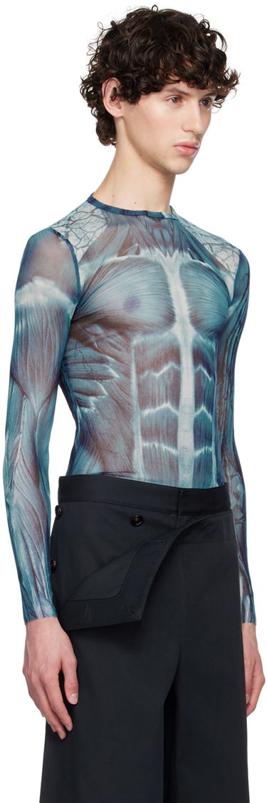 боди Jean Paul Gaultier Jean Paul Gaultier 'The Écorché' Long Sleeve T-Shirt Синьо | 24/30-F-TO210-T554-505601, 1