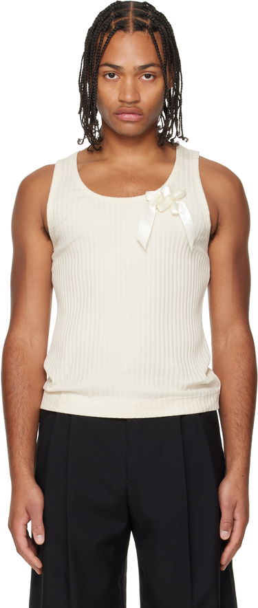 Потник Simone Rocha Ribbed Ribbon Daisy Tank Top Бяло | 5377 1230, 0