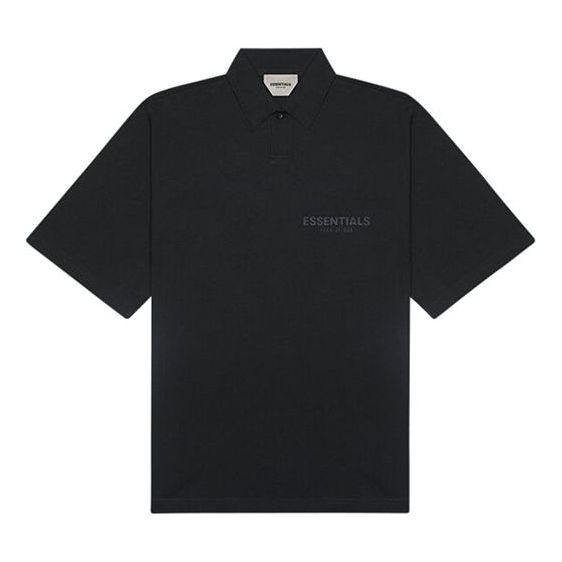 Поло тениска Fear of God Essentials Logo Polo Shirt Черно | FOG-SS20-415