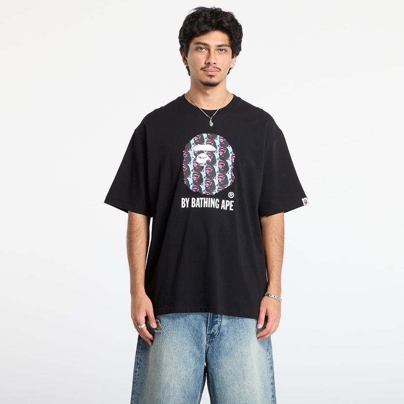 Тениска BAPE Ape Head Pattern Relaxed Fit T-Shirt Черно | 001TEL801309MBLK