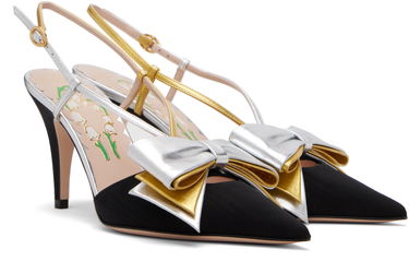 Грижа за обувките Valentino Valentino Garavani Bowow Slingback Heels Черно | 7W2S0MX4QLJ, 3