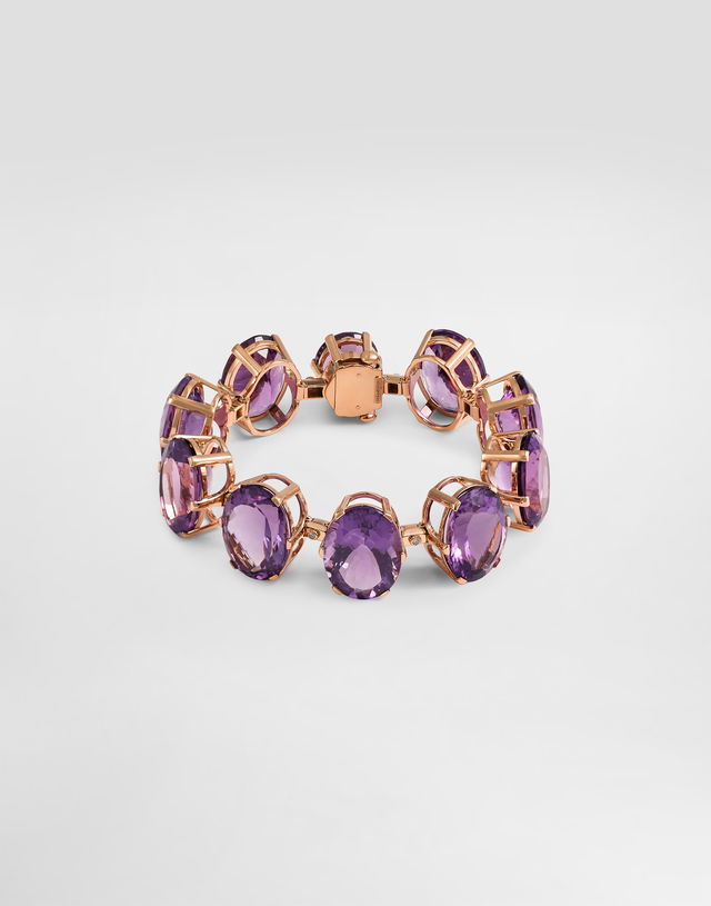 Anna Bracelet In 18-carat Red Gold With Amethysts And Diamonds