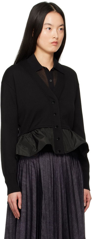 Пуловер Moncler Moncler Cotton, Cashmere & Silk Peplum Cardigan Черно | K10939B00038M4066, 1