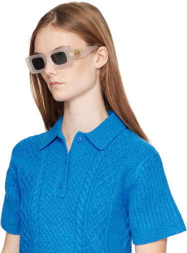 Слънчеви очила Loewe Thick Rectangular Sunglasses Бяло | LW40101IW4625C 192337241413, 3