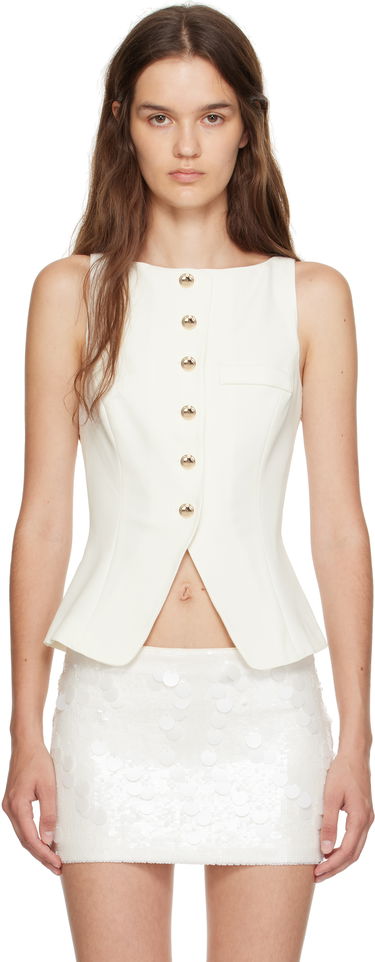 Жилетка GUIZIO Guizio Troyes Sleeveless Peplum Top Бяло | P25107W142, 0
