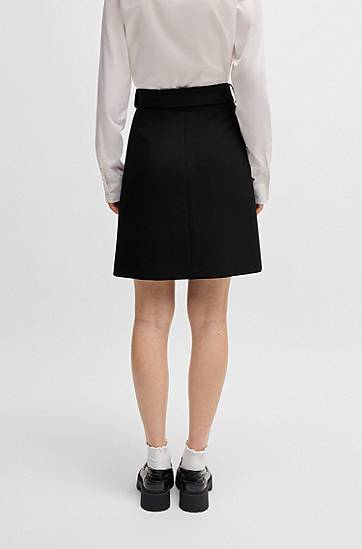 Пола BOSS Mini Skirt with Belt and Wrap-Style Front Черно | 50545768, 1