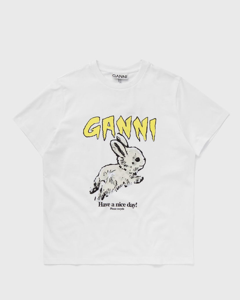 Тениска GANNI Basic Jersey Bunny Relaxed T-shirt Бяло | T3996-151