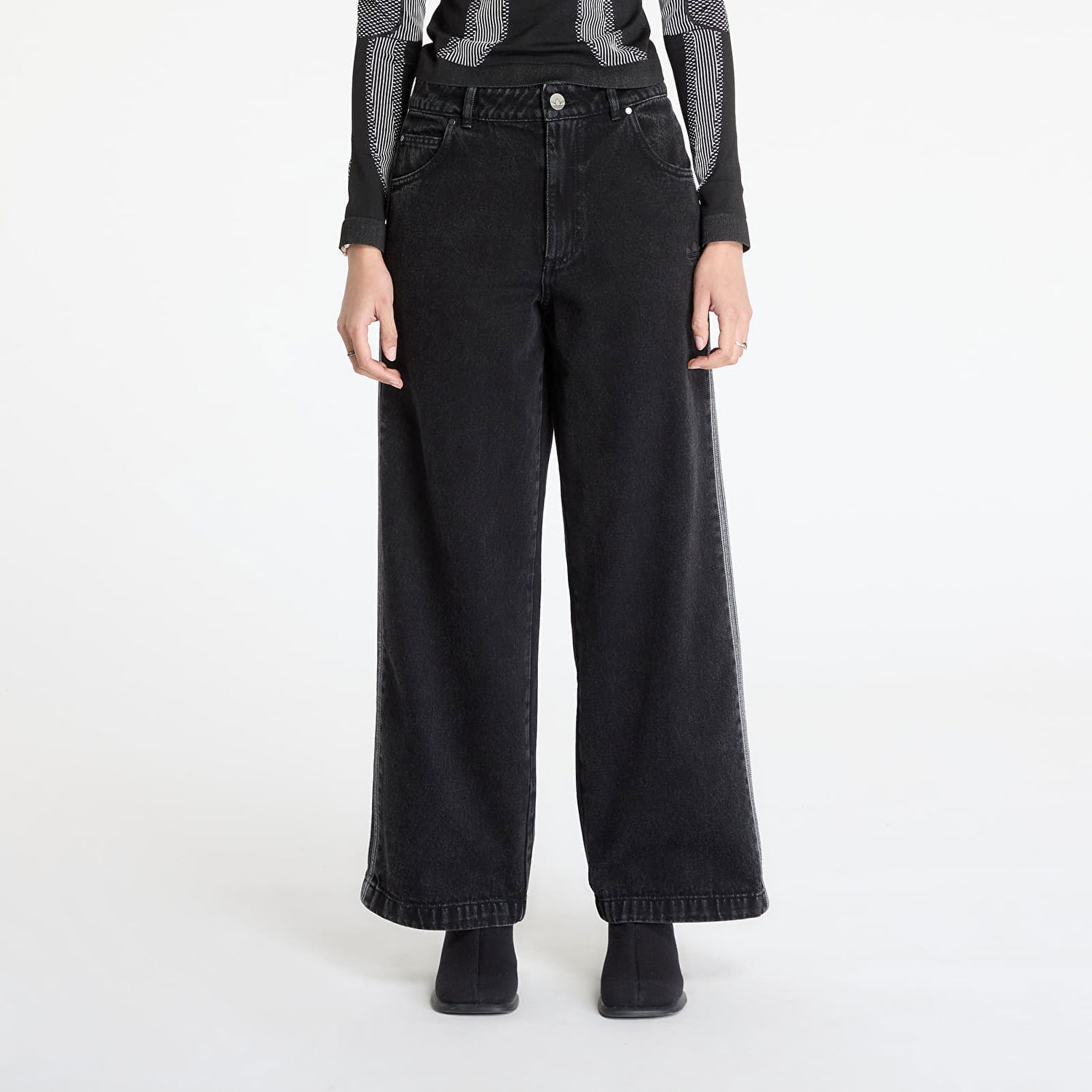 Дънки adidas Originals Adicolor Denim 3-Stripes Track Pants 25/32 Черно | JD3109, 0