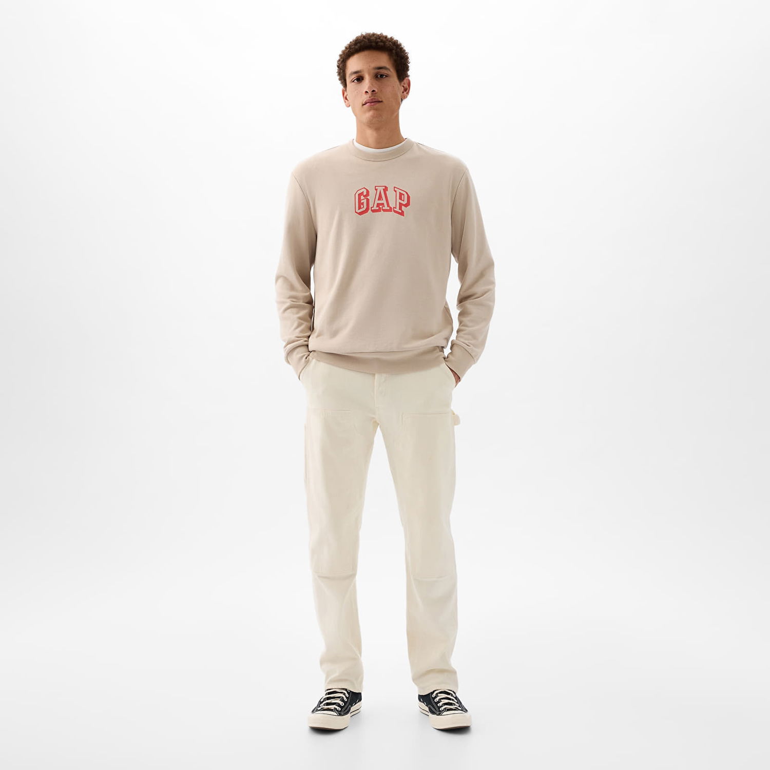 Суитчър GAP Logo Crewneck Sweatshirt Bedrock 291 Бежово | 868456-01, 1