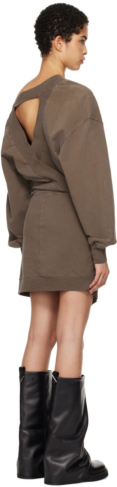 Pокля The Attico Attico Off-Shoulder Draped Sweater Mini Dress Кафяво | 250WCA00397 JJF006AA, 2