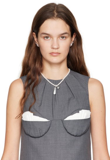 Колие SHUSHU/TONG SHUSHU/TONG YVMIN Edition Pearl Drop Sleeping Rose Necklace Бяло | 22312SLV00NN, 1