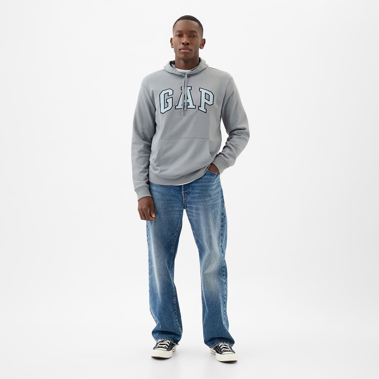 Суитчър GAP French Terry Pullover Logo Hoodie Storm Cloud 623 Сиво | 868458-02, 1
