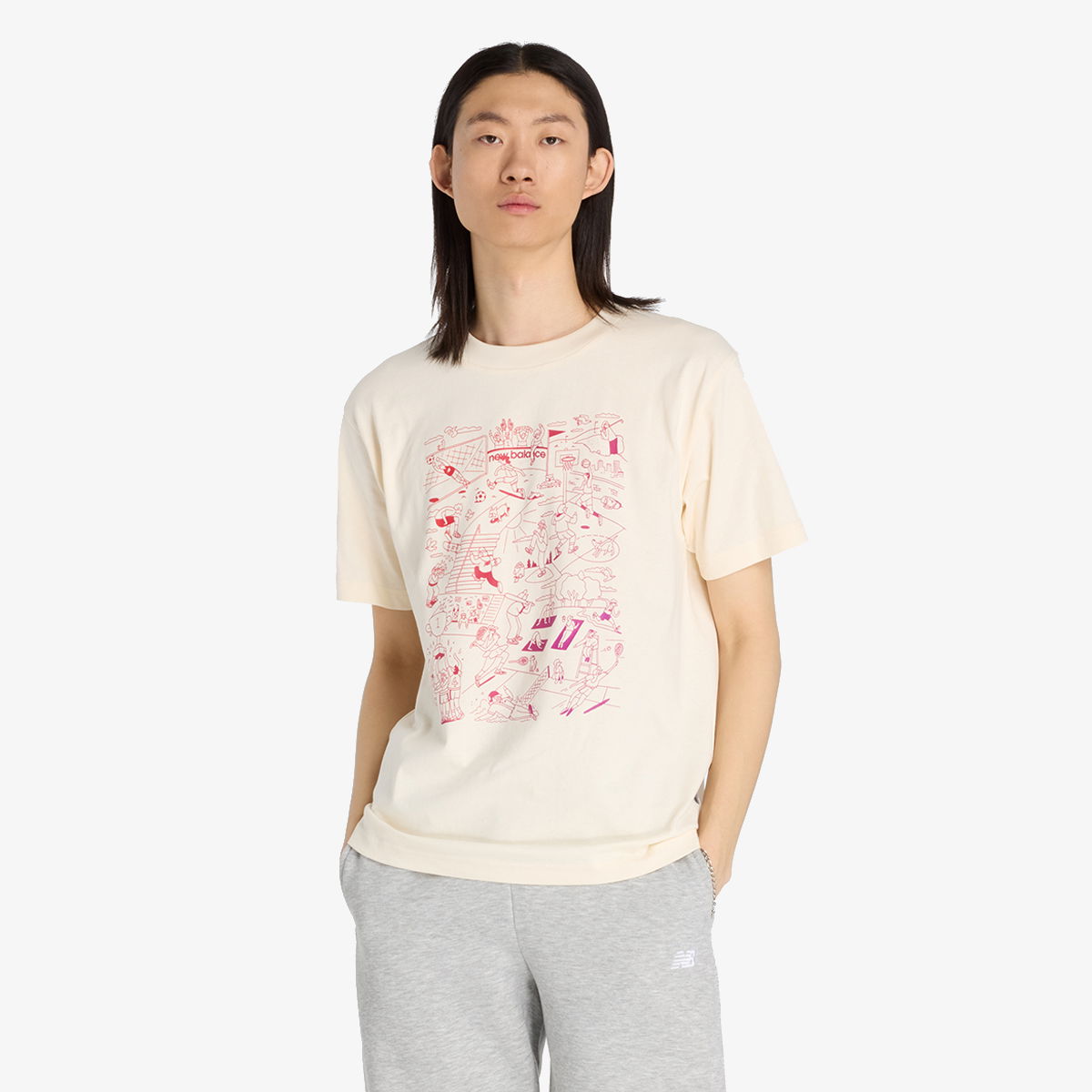 Тениска New Balance Sports Graphic Tee Бежово | MT53913-PEF, 1