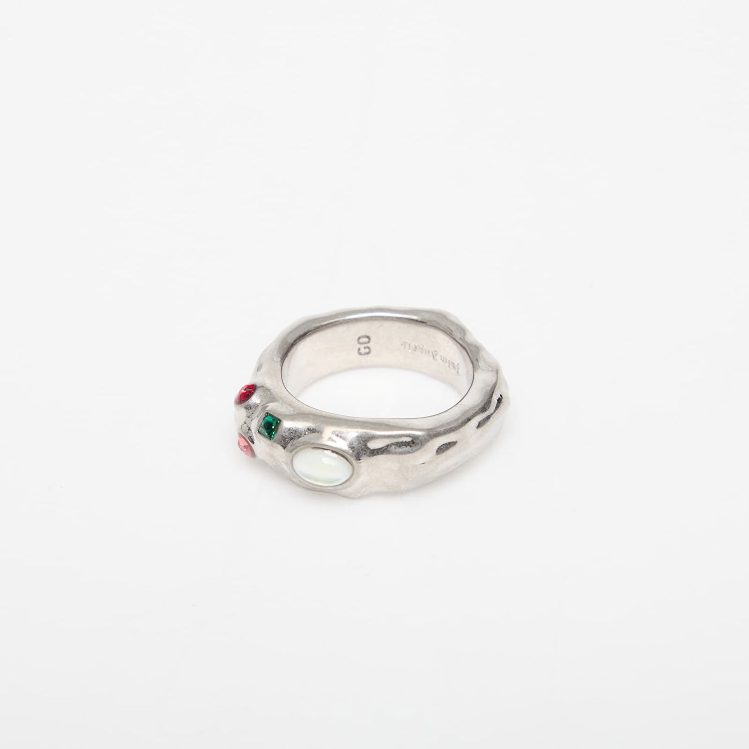 Пръстен Palm Angels Oval Melted Strass Ring Silver/ Multicolor 60 Металик | PMOC02AS25MAT0017284, 1
