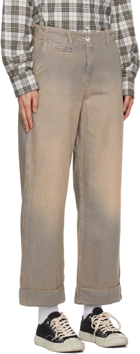 Панталони YMC Striped Sailor Trousers Бежово | Q4WAC, 1