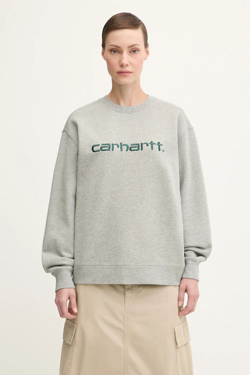 Суитчър Carhartt WIP Embroidered Logo Crewneck Sweatshirt Сиво | I033647.32AXX
