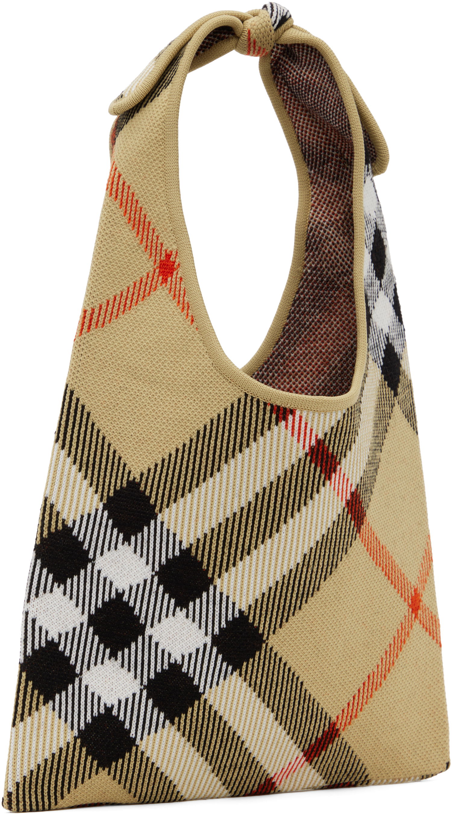 Дамска чанта Burberry Burberry Check Tie Knit Tote Бежово | 8110029, 1