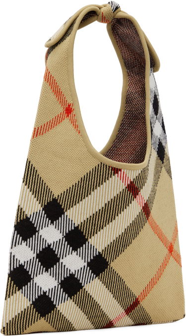 Дамска чанта Burberry Burberry Check Tie Knit Tote Бежово | 8110029, 1