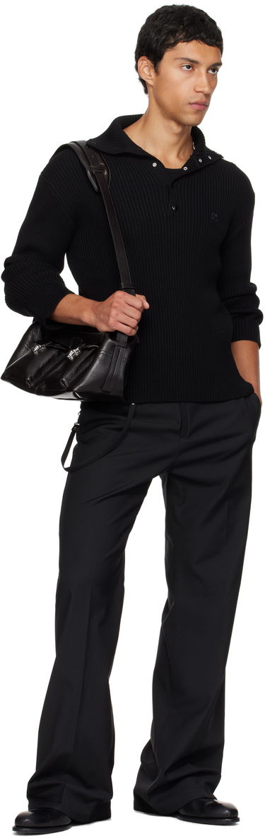 Пуловер Courrèges Courrèges Ribbed Wool Polo Черно | 325MPO050FI0036, 3