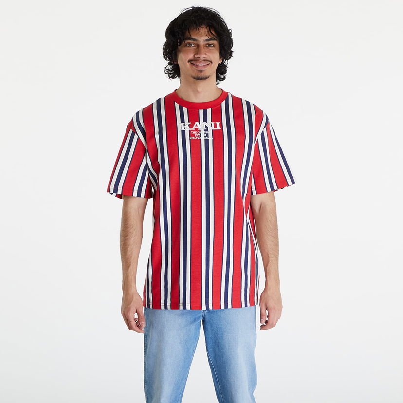 Тениска Karl Kani Retro Striped Tee Red/ Navy/ Off White Червено | KM241-034-1