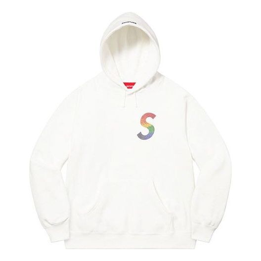 Суитчър Supreme S Logo Crystals Hoodie Бяло | SUP-SS21-583