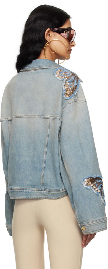 Яке Blumarine Blumarine Butterfly Appliqué Cropped Denim Jacket Синьо | P444J081A, 2