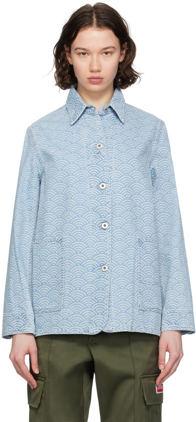 Яке KENZO Blue Paris Pattern Denim Jacket Синьо | FE52DV2436K4, 0