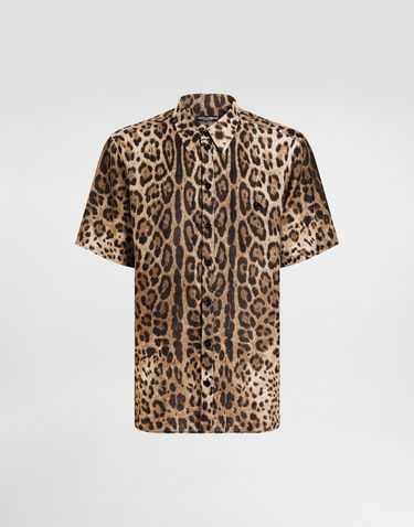 Риза Dolce & Gabbana Dolce & Gabbana Leopard Print Linen Shirt Кафяво | G5LG9TFS4D3HY13M, 0