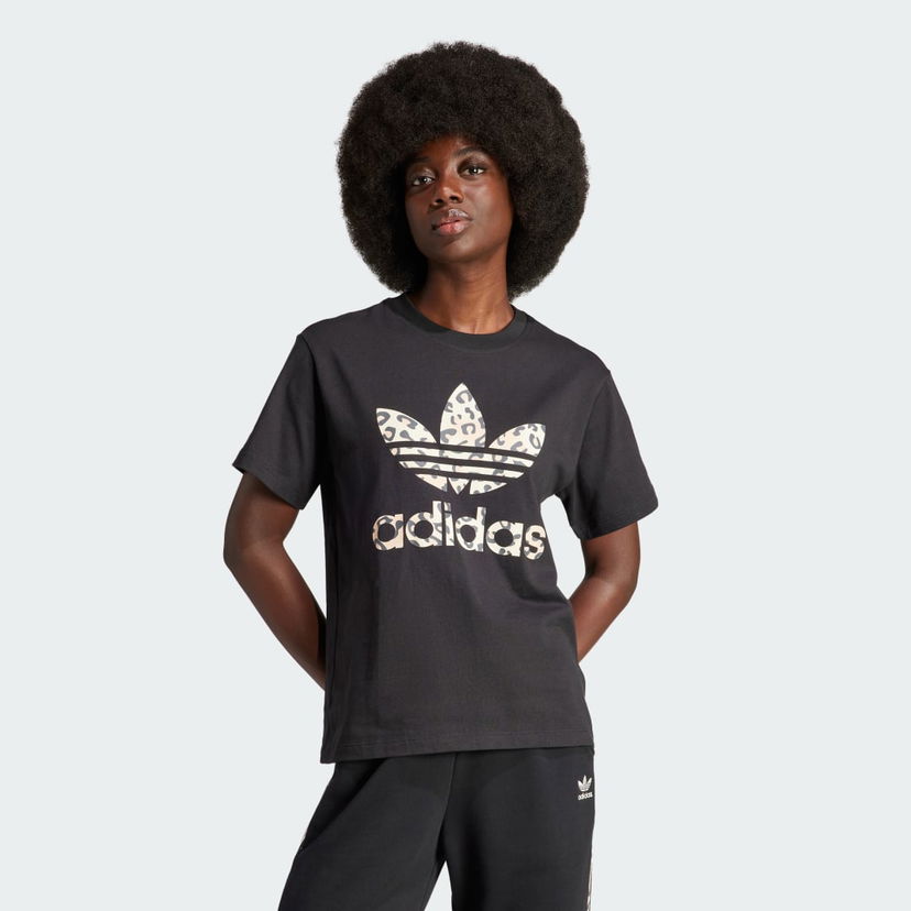 Тениска adidas Originals Leopard Luxe Trefoil Tee Черно | IY7055