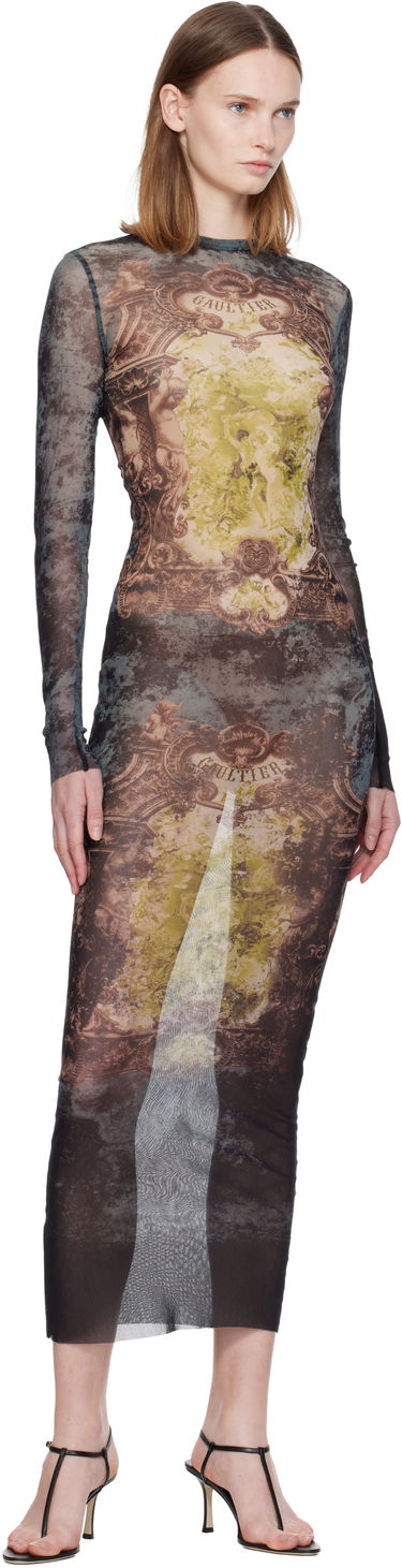 Pокля Jean Paul Gaultier The Long Médaillon Sheer Mesh Printed Maxi Dress Многоцветен | 25/04-W-DR023-M006P-005740, 3