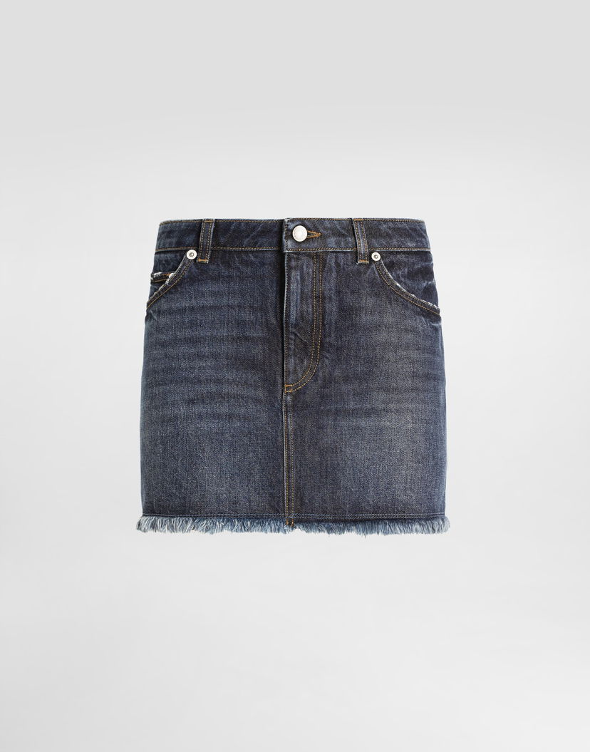 Пола Dolce & Gabbana Dolce & Gabbana Frayed Hem Denim Miniskirt Синьо | F4C2TDG8NQ1S9001