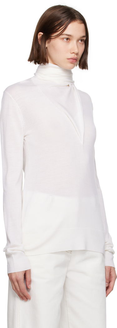 Пуловер TOTEME Draped Scarf Knit Sweater Бяло | 244-WRT0393-YA0087, 3