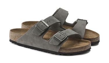 Кецове и обувки Birkenstock Arizona Nubuck Leather Narrow Fit Sandals Сиво | 1020707, 5