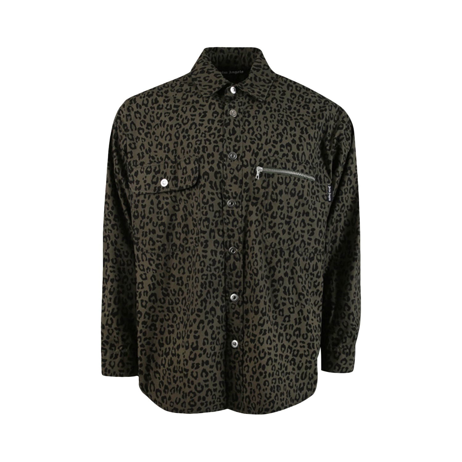 Риза Palm Angels Leopard Camo Curved Logo Shirt Черно | PMGA109S22FAB0021001, 1