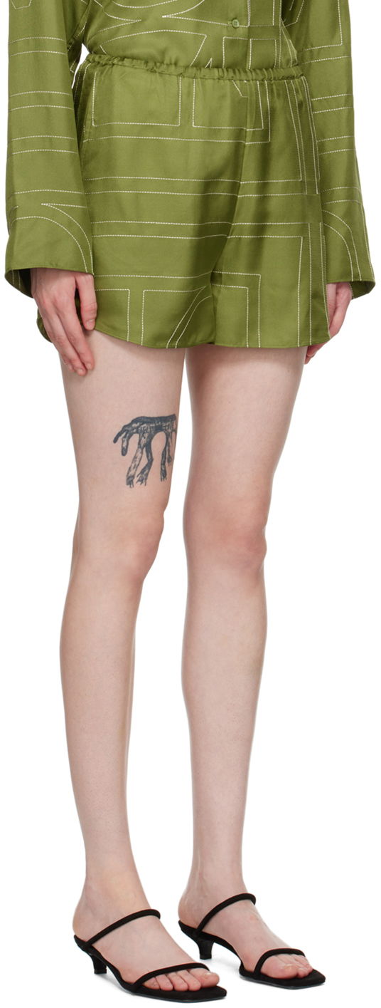 Къси панталони TOTEME TOTEME Monogram Shorts Зелено | 241-WRB1141-FB0089, 1