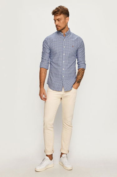 Риза Polo by Ralph Lauren Custom-Fit Oxford Checked Shirt Синьо | 710549084010, 2