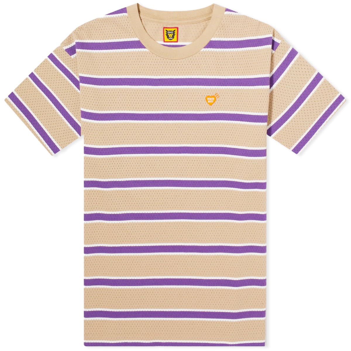 Тениска Human Made Striped Small Heart T-Shirt Бежово | HM27CS009-BE, 0