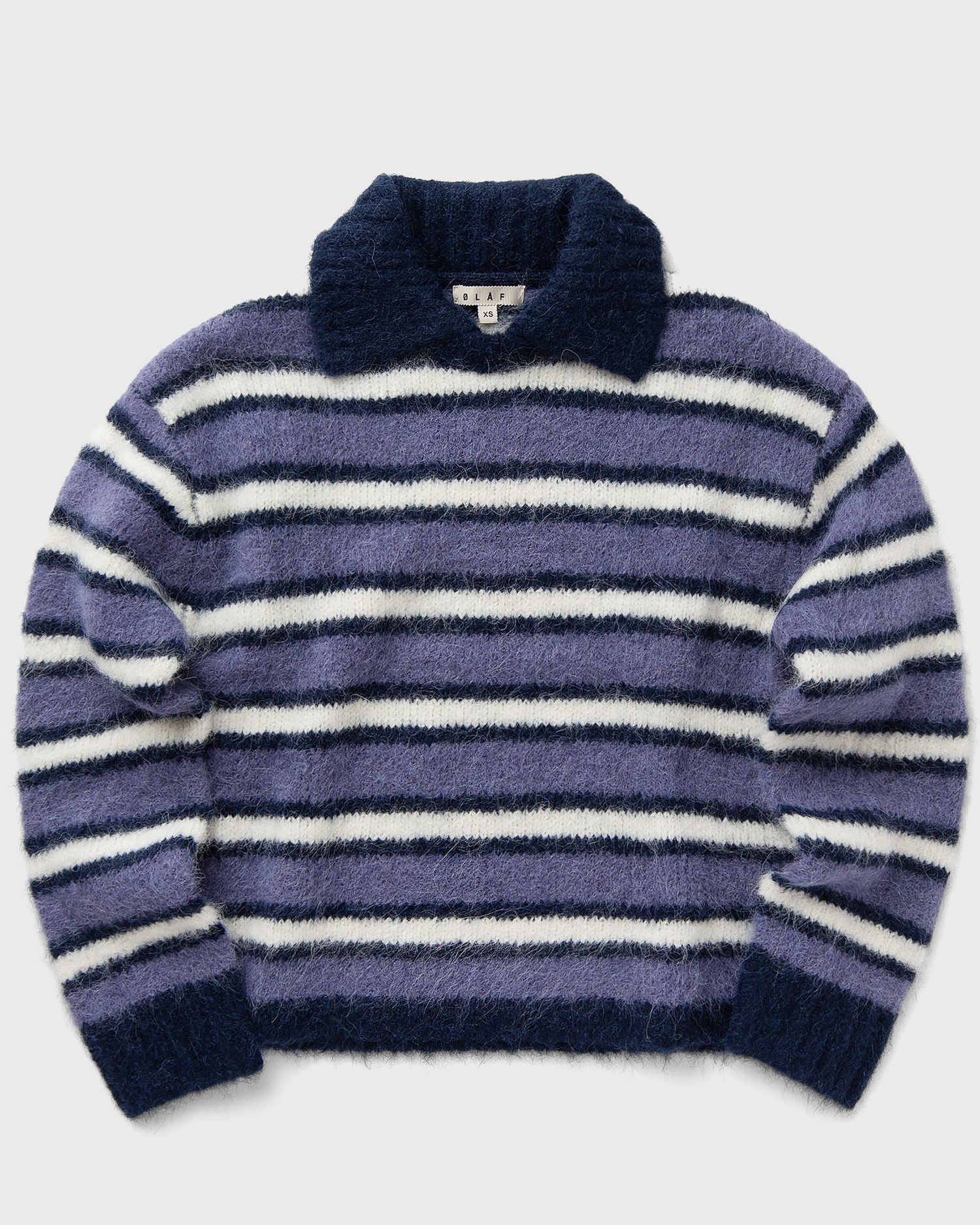 Пуловер ØLÅF Striped Polo Knit Pullover Лилаво | W180705-HAZY-BLUE, 0