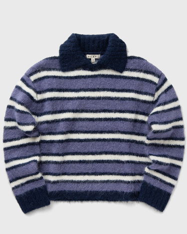 Пуловер ØLÅF Striped Polo Knit Pullover Лилаво | W180705-HAZY-BLUE, 0